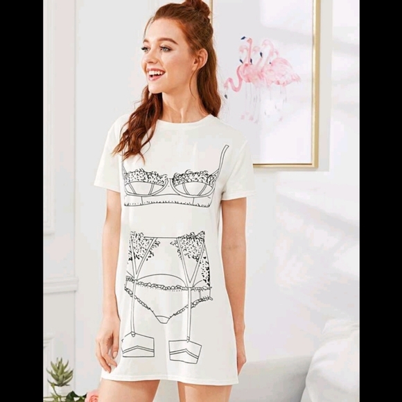 Sexy Print Night Dress Long Teeshirt - Picture 3 of 7